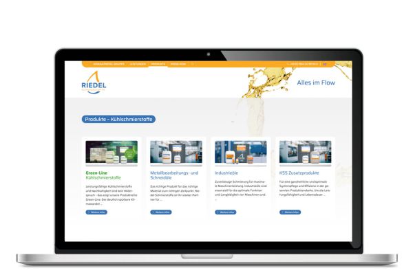 Webseite Riedel Schmierstoffe GmbH | Seite „Produkte“