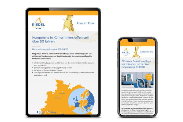 Webseite Riedel Schmierstoffe GmbH | mobile Ansichten