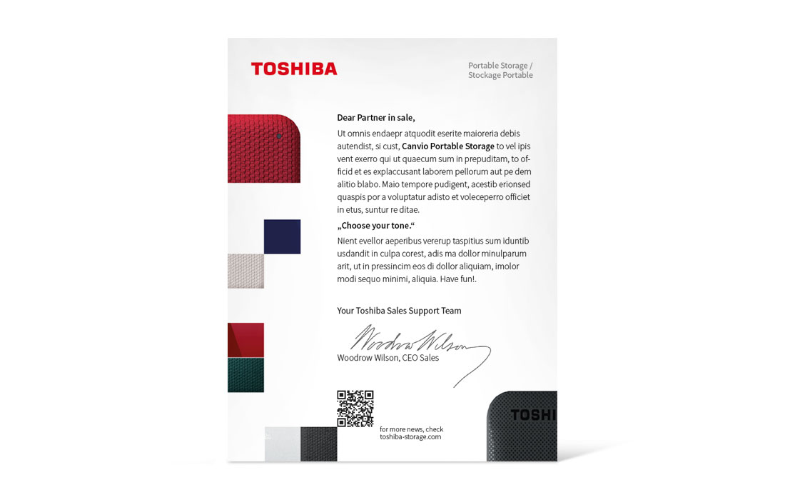 Toshiba | Salespartner Package – Anschreiben